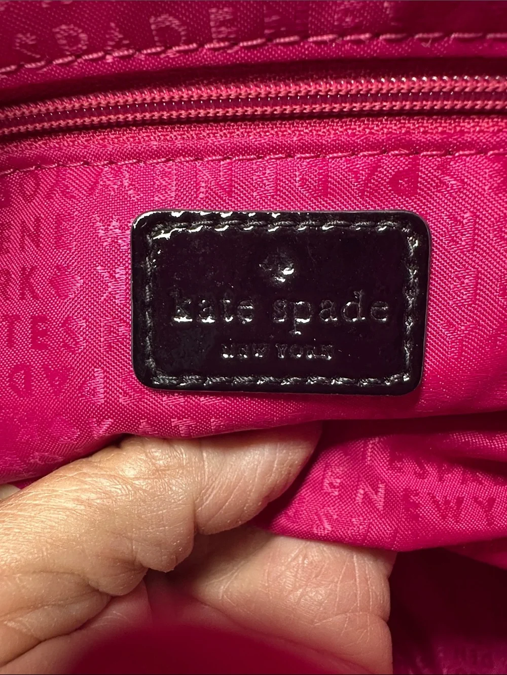 EUC kate ♠️ spade Black & White Striped Patent Satchel w/Matching Wallet ♠️